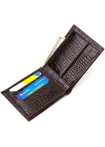 Модний гаманець для чоловіків з натуральної шкіри з тисненням під крокодила 21926 Коричневий Canpellini (259874109)