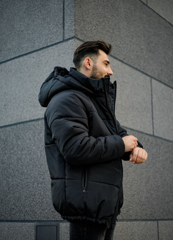 Черная зимняя комфортная зимняя куртка No Brand