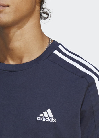 Синяя футболка essentials single jersey 3-stripes adidas