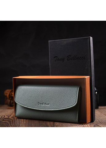 Превосходный женский кошелек с монетницей на молнии из натуральной кожи 21968 Серо-зеленый Tony Bellucci (262158065)