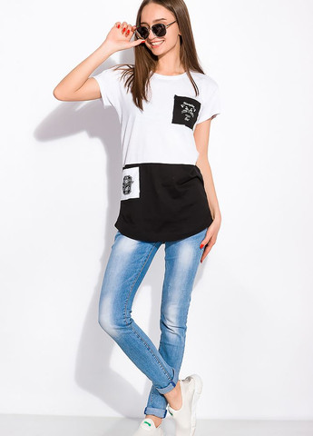 Хлопковая футболка с принтом на кармане (Белый) Time of Style - (261922194)