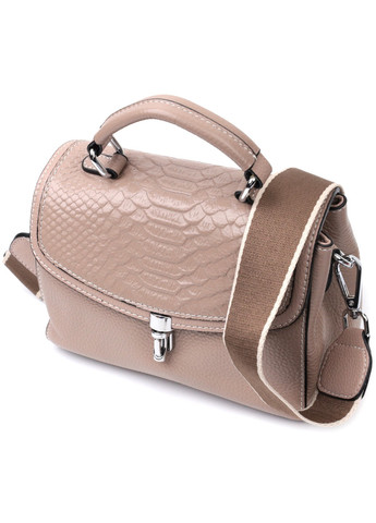 Жіноча шкіряна сумка з цікавою металевою засувкою 22418 Бежевий Vintage (276461705)