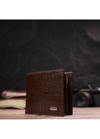 Цікаве чоловіче портмоне з натуральної фактурної шкіри 21785 Коричневе Canpellini (259830010)