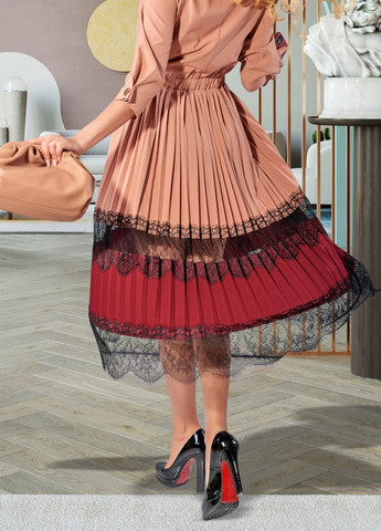 Червона сукнi норма стильне плаття пліссе (4696) Lemanta