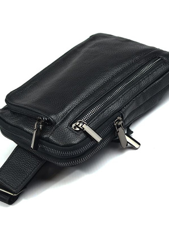 Нагрудна чоловіча шкіряна сумка рюкзак слінг на одне плече, чорна сумочка з натуральної шкіри No Brand (266493536)