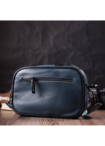 Шкіряна сумка через плече на одне відділення для жінок 22385 Синя Vintage (276461821)