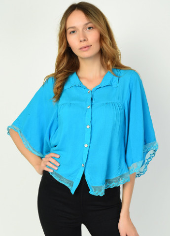 Голубая летняя блуза женская голубая Let's Shop