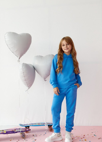 Дитячий костюм худі та джогери для дівчинки колір блакитний р.128 438429 New Trend (260267920)