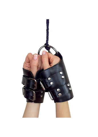 Манжети для підвісу за руки Kinky Hand Cuffs For Suspension з натуральної шкіри, колір чорний Art of Sex (277236407)