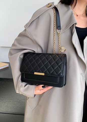 Жіноча класична сумка 1613 стьобана крос-боді через плече чорна No Brand (259406145)