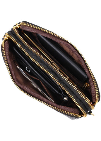 Женский клатч на два отделения из натуральной кожи 22088 Черный Vintage (260360851)