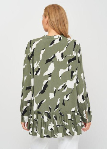 Комбинированная блуза демісезон,чорний-білий-зелений, Minimum