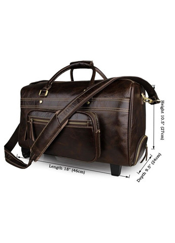 Дорожная кожаная сумка на колесах 14253 Темно-коричневый Vintage (271813487)
