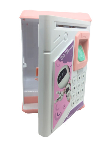 Сейф скарбничка електронна з купюроприймачем звуковими ефектами кодовим замком та сканером відбитків рожева No Brand (259771274)