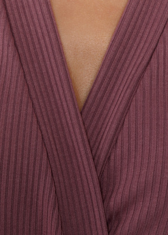 Темно-лиловая всесезон пижамный женский комплект тройка в рубчик, халат, футболка с шортами темно-сиреневый Maybel