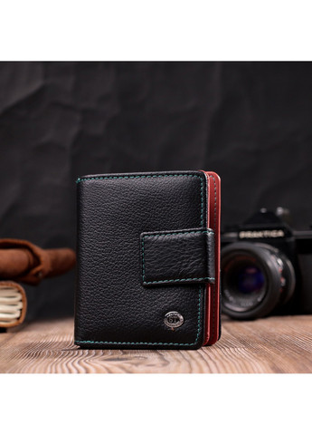 Вертикальний невеликий жіночий гаманець із натуральної шкіри 19436 Чорний st leather (277980486)