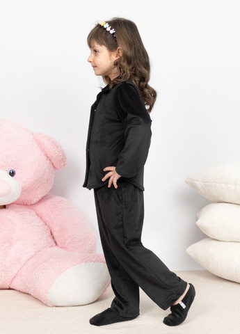 Чорна піжама дитяча домашня велюрова сорочка зі штанами чорний Maybel