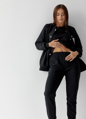 Жіночий костюм худі+джогери колір чорний р.L 441454 New Trend (263134260)