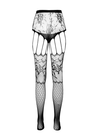 Еротичні колготки-бодістокінг ECO S004 white, закриті трусики, декор, підв’язки Passion (269007055)
