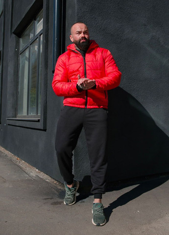 Красная зимняя короткая зимняя куртка с капюшоном Vakko
