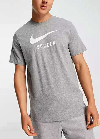 Серая футболка майка Nike Soccer Swoosh logo t-shirt