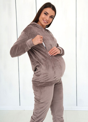 Велюровое худи для беременных и кормящих мам с секретами для кормления Матуся худі (264743783)