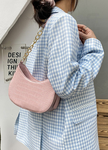 Женская сумочка багет рептилия розовая No Brand (259294528)