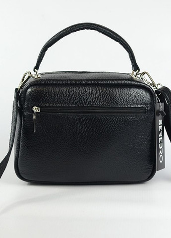 Шкіряна маленька жіноча сумка крос-боді з ручкою, чорна міні сумочка з натуральної шкіри на змійці Serebro (266701161)