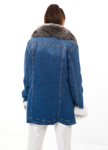Синяя демисезонная утепленная джинсовая куртка джинс деним с натуральным съемным мехом зима осень cruz голубая shadow frost Actors