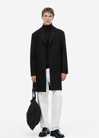 Чорне демісезонне Чоловіче пальто Н&М (56216) М Чорне H&M
