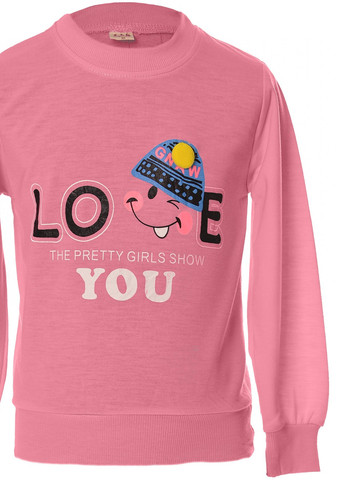 Розовая футболки батник на дівчаток (love)14580-709 Lemanta
