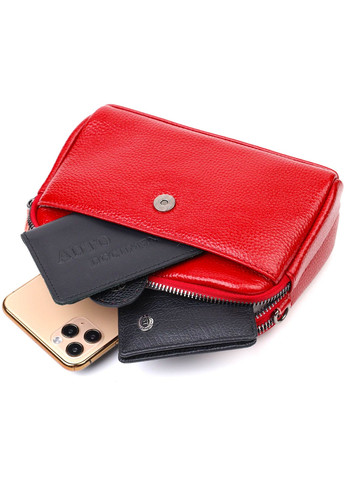 Яскрава сумка-клатч у стильному дизайні з натуральної шкіри 22125 Червона Vintage (260360840)
