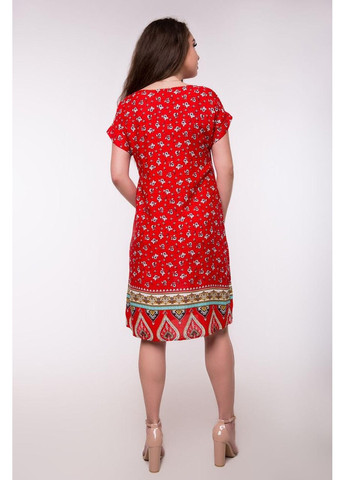 Красное повседневный платье c740s-6 а-силуэт Bon Voyage с цветочным принтом