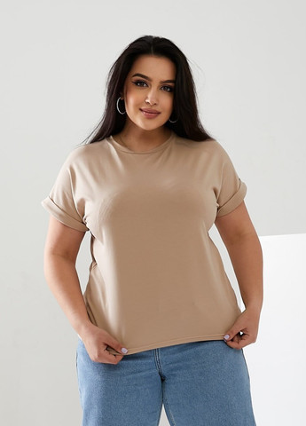 Бежевая женская футболка цвет бежевый р.42/46 432369 New Trend