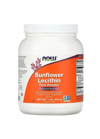 Соняшниковий Лецитин у порошку Sunflower Lecithin Pure Powder - 454г Now Foods (275997837)