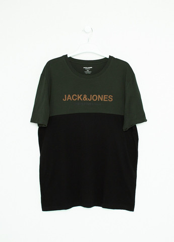 Черная футболка,чорний-хакі, JACK&JONES