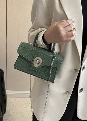 Жіноча класична сумка 305 крос-боді рептилия через плече зелена No Brand (276254378)