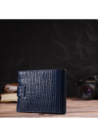 Зручний горизонтальний гаманець для чоловіків із натуральної шкіри з тисненням 21887 Синій Canpellini (259873999)