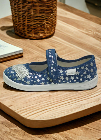 Синие детские тапочки для девочки ортопедические алина серебряные звезды 28(17,7см),29(18,2см) Waldi
