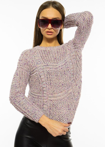 Прозрачный зимний свитер женский реглан (серо-персиковый/розовый) Time of Style
