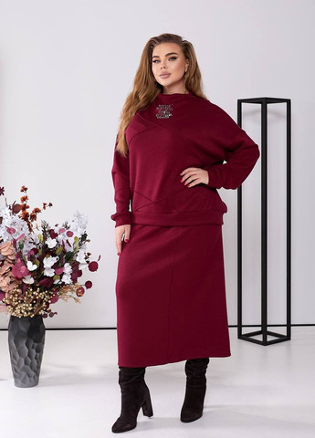 Женский костюм из ангоры с юбкой цвет бордовый р.48/50 448419 New Trend (274531873)