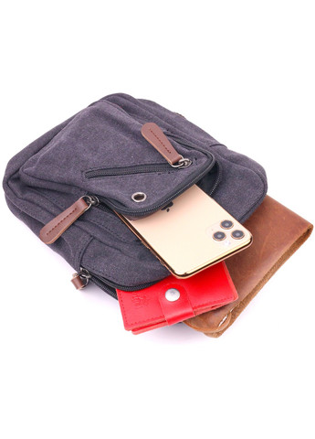 Мужская небольшая сумка через плечо из плотного текстиля 21229 Черная Vintage (258267819)