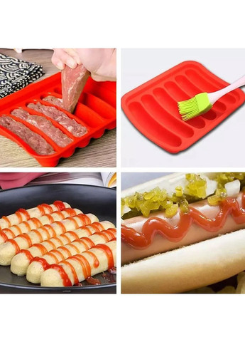 Форма для запікання випічки силіконова домашніх хот догів, сосисок, ковбасок, кебаба кебабниця Kitchen Master (268737512)