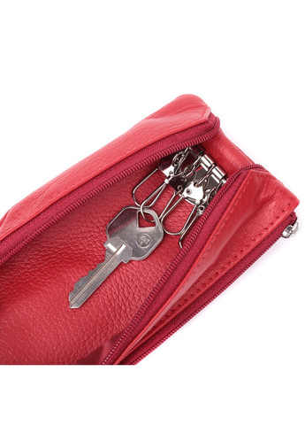 Яскрава шкіряна ключниця на блискавці 22557 Червоний st leather (278001023)