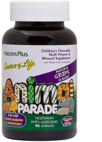 Nature's Plus Animal Parade 90 Chewable Tabs Grape Flavor NTP29984 Natures Plus (256722032)