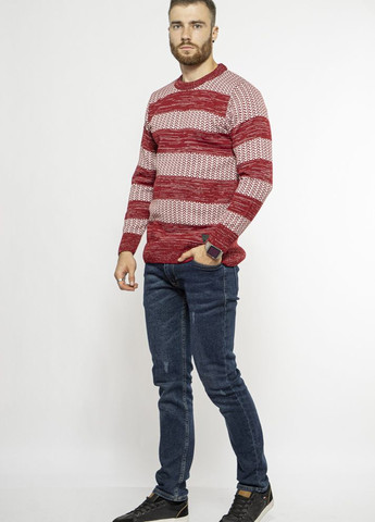 Прозрачный зимний стильный мужской свитер (красный/стальной) Time of Style