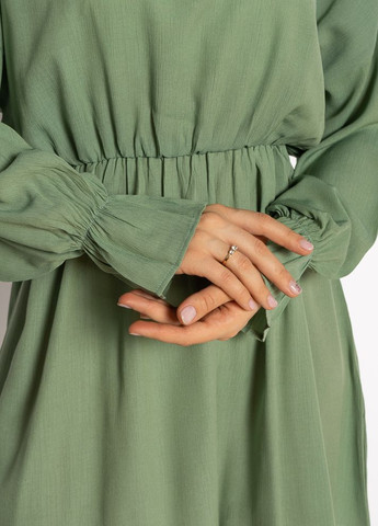 Оливкова кежуал однотонна сукня з довгими рукавами (оливковий) Time of Style однотонна