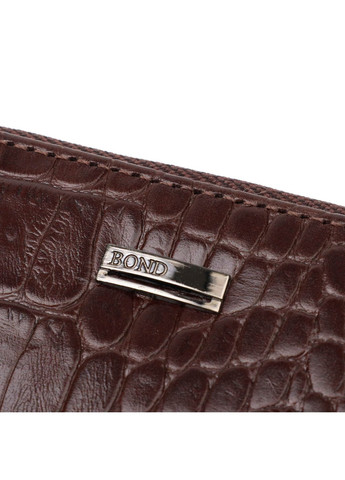 Практичний жіночий гаманець із натуральної шкіри з тисненням під крокодила 21982 Коричневий Bond (262158733)