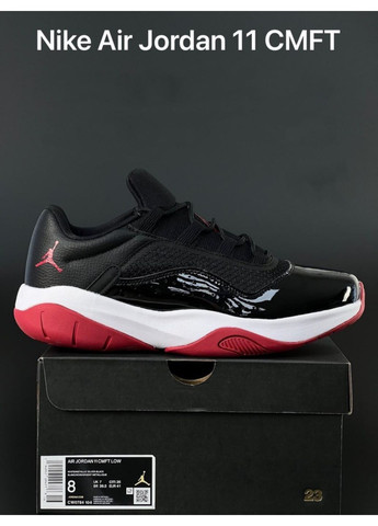 Чорні Осінні чоловічі кросівки чорні з білим\червоні «no name» Nike Air Jordan 11 cmft