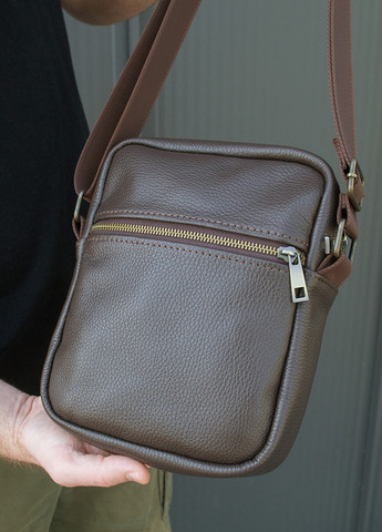 Сумка мужская мессенджер коричневый ( через плечо ) из натуральной кожи Famk (259018688)